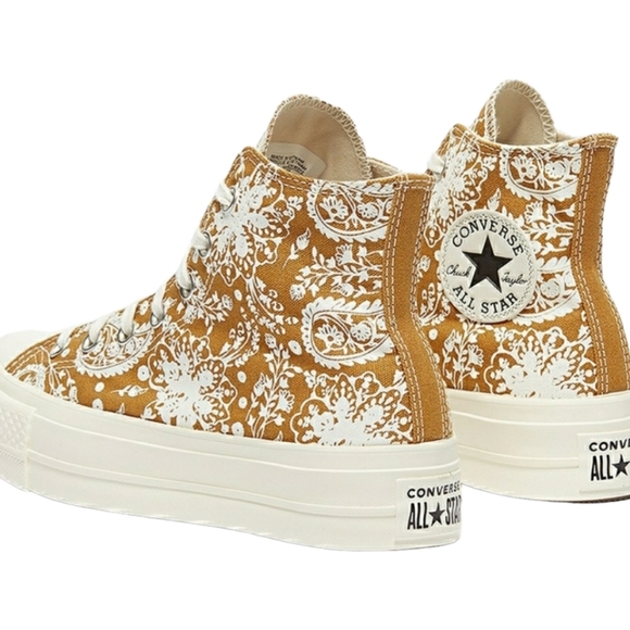 Converse Chuck Taylor All Star Platform High Wheat Fall Floral HiTops sz 8 NEW - Picture 3 of 5
